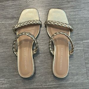 Sincerely Jules Gold Kitten Heel Sandal